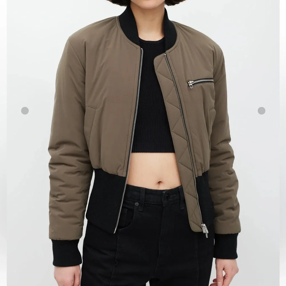 T ALEXANDER WANG BLACK CROPPED BOMBER JACKER 4 - Picture 4 of 14